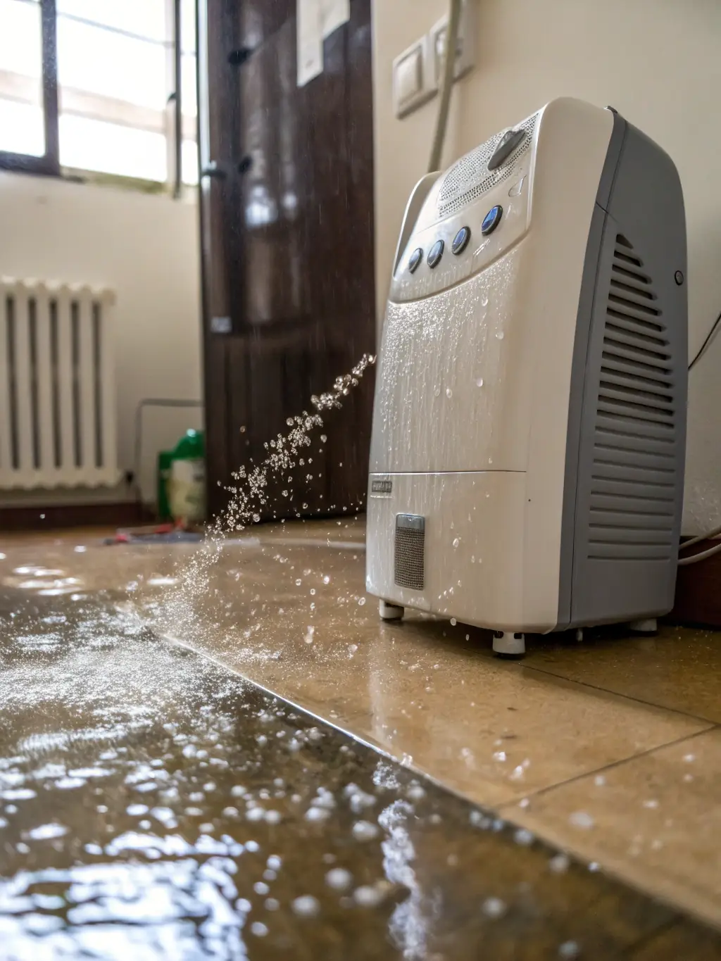 A photo showing the use of professional-grade drying equipment on water-damaged floors and walls, emphasizing the drying and dehumidification process.